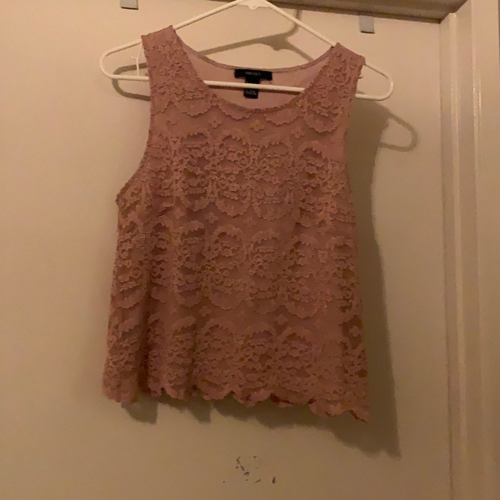 Lace Rose Pink Tank Top